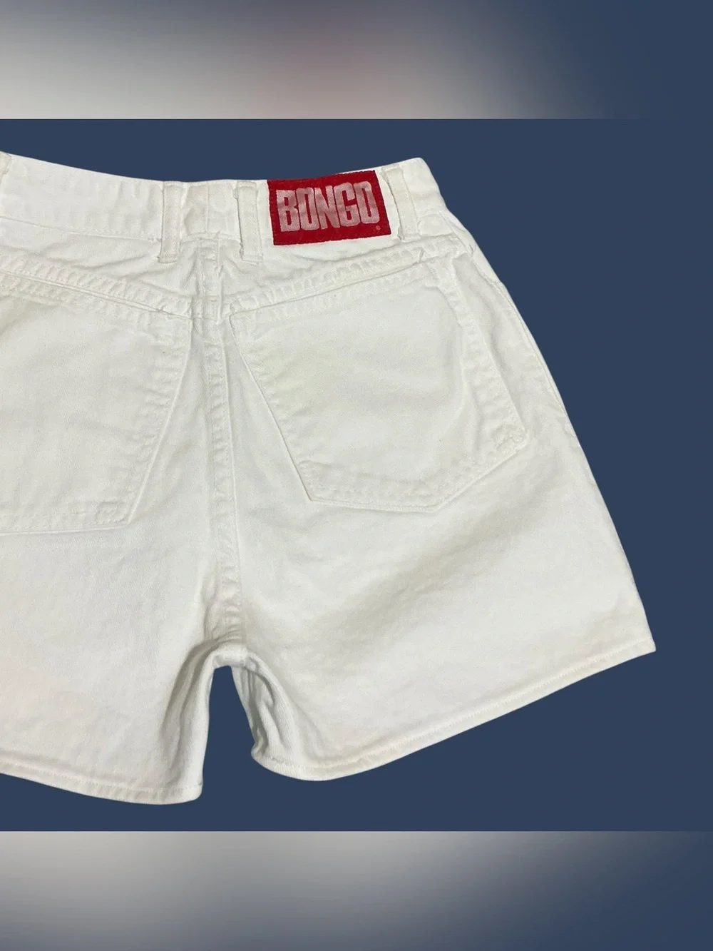 Vintage Bongo Gene Montesano USA White Denim Button Fly Shorts High Rise - Picture 6 of 6